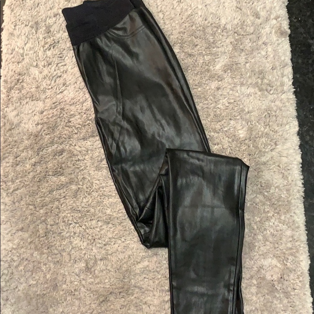 Faux black leather legging